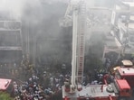A massive fire that gutted a three-floor commercial building housing an animation centre in Lucknow, on June 22. (File Photo)