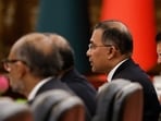 Bangladesh's Prime Minister Tarique Rahman, center right, attends a meeting with Chinese President Xi Jinping at the Great Hall of the People, in Beijing, China Friday, June 26, 2026.