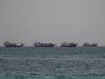 FILE PHOTO: Drone view of oil tanker HELGA berthed at one of Iraq's southern offshore oil terminals near Basra as it prepares to load crude oil, becoming the second vessel to arrive since the closure of the Strait of Hormuz, April 24, 2026.
(REUTERS)