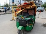 Pramod Kumar, SHO of Sector 113, said: “The truck driver had parked his vehicle on the roadside to relieve himself. The accident occurred within minutes. The truck has been seized and the driver has been detained.” (Sunil Ghosh/HT Photo)