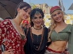 Raveena Tandon with Disha Patani and Jacqueline Fernandez on the sets of Welcome to the Jungle.