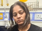 Sonam Raghuvanshi, the Indore woman accused of plotting her husband's murder during their honeymoon in Meghalaya, at a hospital for a medical check-up, in Ghazipur.