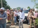The SIT investigating the Behbal Kalan firing case in Faridkot district on Thursday. (Sanjeev Kumar/HT)