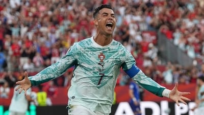 Cristiano Ronaldo also made his mark, calmly converting from the penalty spot to score his first-ever goal in the knockout stage of a FIFA World Cup. (AP Photo) Cristiano Ronaldo also made his mark, calmly converting from the penalty spot to score his first-ever goal in the knockout stage of a FIFA World Cup. (AP Photo)