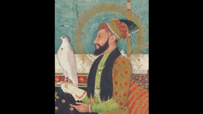 Portrait of Aurangzeb by (perhaps) Bichitr. (Wikimedia Commons)