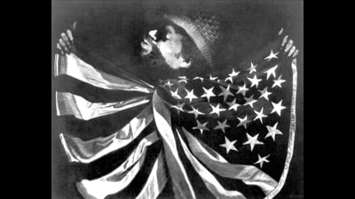 Untitled - Man With Flag by artist David Hammons (1943-). How real is the struggle? On just one parameter, US Federal Reserve and census data indicates that about 44% of Blacks live in a home their family owns, compared to 73% of non-Hispanic Whites. (Glenstone Museum) Untitled - Man With Flag by artist David Hammons (1943-). How real is the struggle? On just one parameter, US Federal Reserve and census data indicates that about 44% of Blacks live in a home their family owns, compared to 73% of non-Hispanic Whites. (Glenstone Museum)