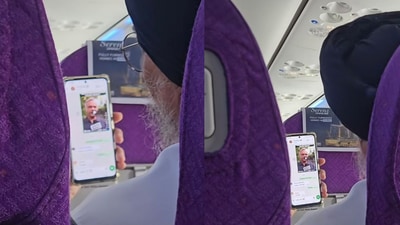 The man can be seen seated on an aircraft with his family WhatsApp group open. (Instagram/@whynott_snehaa)