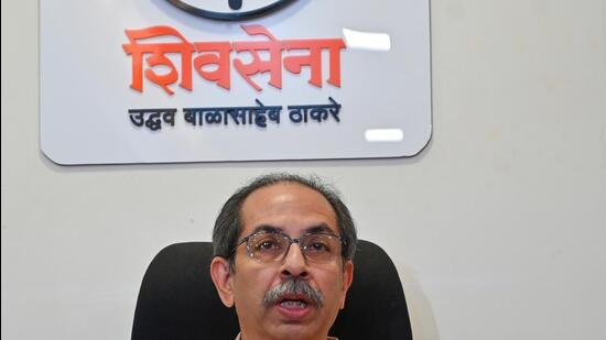 Mumbai, India. July 03, 2026 - During a press conference, Shiv Sena (UBT) president Uddhav Thackeray announced the Ram Raksha Andolan, to be held on Sunday evening in Dadar, in response to the Ram Temple embezzlement row involving the alleged misappropriation of millions in cash and valuables offered by devotees at the Ayodhya temple. Mumbai, India. July 03, 2026. (Photo by Raju Shinde/HT Photo) (Raju Shinde)