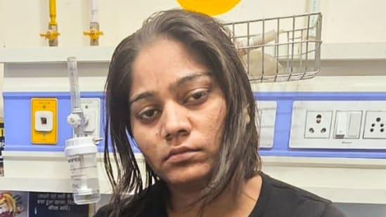 Sonam Raghuvanshi, the Indore woman accused of plotting her husband's murder during their honeymoon in Meghalaya, at a hospital for a medical check-up, in Ghazipur. (PTI File)
