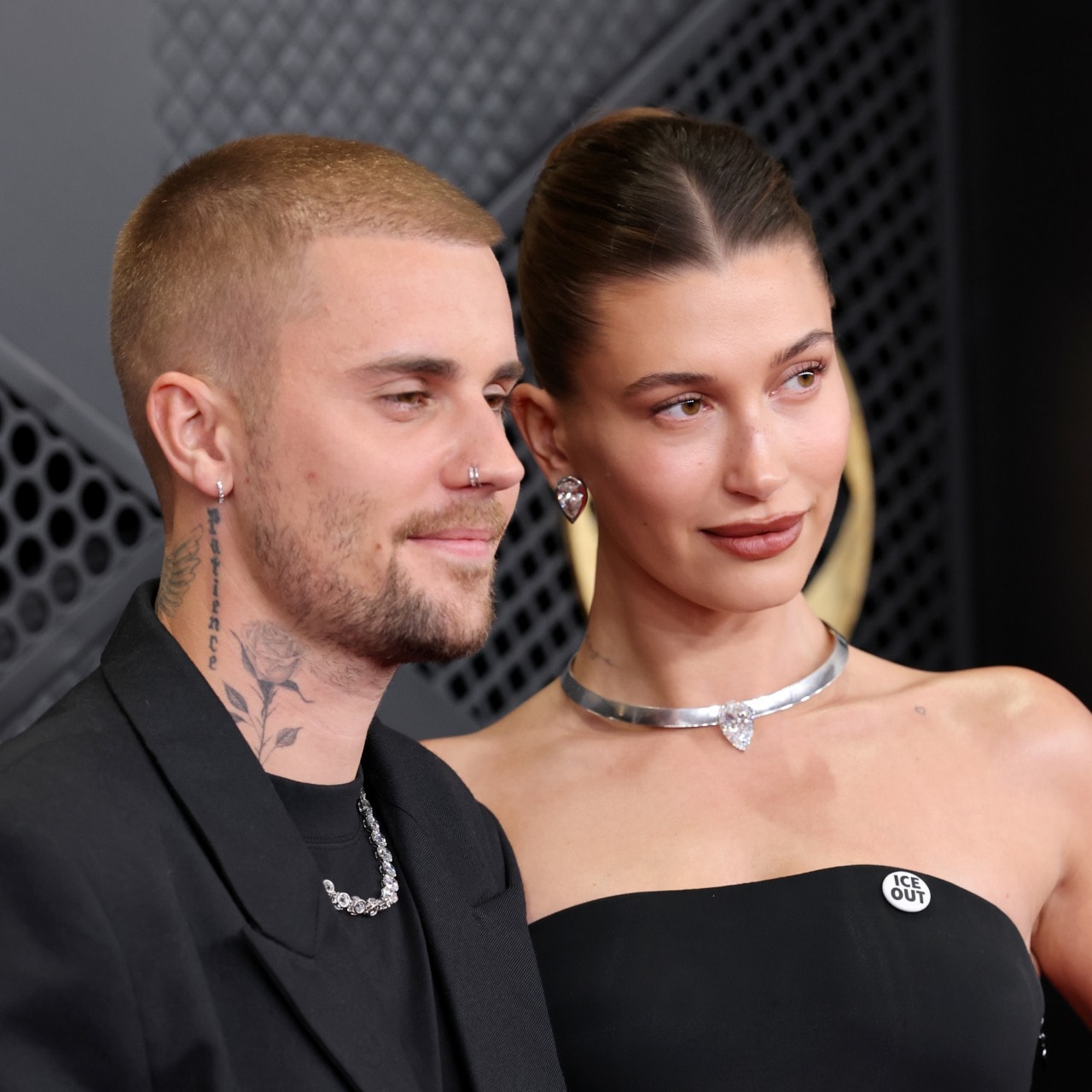 Justin and Hailey Bieber in February.