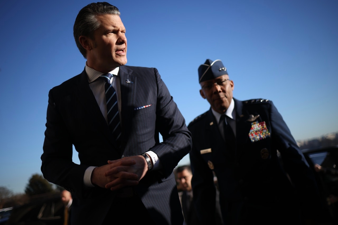 Secretary of Defense Pete Hegseth with Brown in January 2025 Secretary of Defense Pete Hegseth with Brown in January 2025
