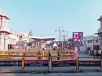 A view of barricades at Ram Janmabhoomi temple complex in Ayodhya. (ANI VIDEO GRAB)