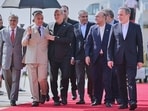 File photo of Iran's President Masoud Pezeshkian, center, walks with Pakistan's President Asif Ali Zardari, second right, and Prime Minister Shehbaz Sharif, left, upon his arrival at Nur Khan airbase in Rawalpindi, Pakistan. File photo of Iran's President Masoud Pezeshkian, center, walks with Pakistan's President Asif Ali Zardari, second right, and Prime Minister Shehbaz Sharif, left, upon his arrival at Nur Khan airbase in Rawalpindi, Pakistan.
