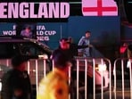 Jude Bellingham gets off the bus at the hotel where England will stay in Mexico City ahead of their World Cup round of 16 soccer match against co-hosts Mexico.
