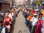 File: People queue up to offer prayers at the Kashi Vishwanath Temple on the concluding day of 'Adhik Maas', in Varanasi, June 15(PTI)