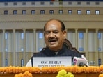 File: Lok Sabha Speaker Om Birla addresses at the Parliament Library Building