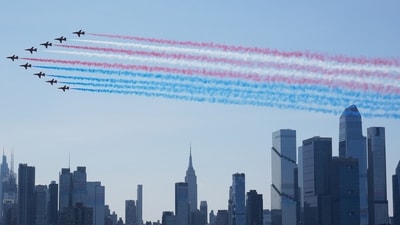 Washington and Colorado will host major July 4 flyovers featuring Air Force One, Blue Angels, Thunderbirds and F-16 jets. (AP Photo/Seth Wenig) (AP Photo/Seth Wenig) Washington and Colorado will host major July 4 flyovers featuring Air Force One, Blue Angels, Thunderbirds and F-16 jets. (AP Photo/Seth Wenig) (AP Photo/Seth Wenig)