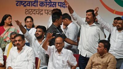 The NCP (SP) currently has 10 MLAs, eight Lok Sabha MPs and one Rajya Sabha MP (Raju Shinde/HT Photo) The NCP (SP) currently has 10 MLAs, eight Lok Sabha MPs and one Rajya Sabha MP (Raju Shinde/HT Photo)