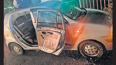 The incident took place when one of the cars developed a flat tyre, following which the family stopped on the roadside to replace it. (HT Photo)