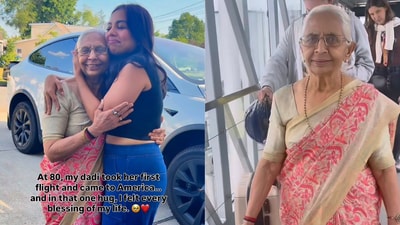 An 80-year-old's first flight ends in an emotional reunion. (Instagram/@kripapateljoshi_official) An 80-year-old's first flight ends in an emotional reunion. (Instagram/@kripapateljoshi_official)