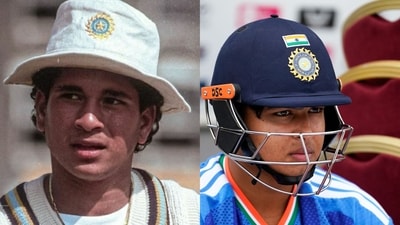 Sachin Tendulkar in 1989; Vaibhav Sooryanshu on debut. (X images, AP Photos) Sachin Tendulkar in 1989; Vaibhav Sooryanshu on debut. (X images, AP Photos)