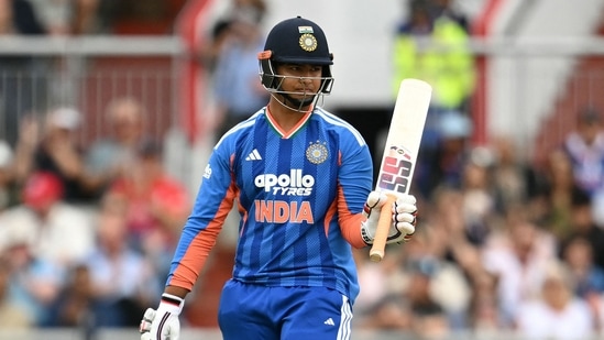 Vaibhav Sooryavanshi during his debut in Old Trafford. (AFP)