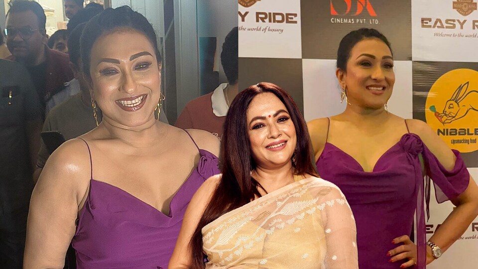 টাইট বেগুনি গাউনে ‘নিঃশ্বাস আটকে’ পোজ ঋতুপর্ণার, আয়না দেখার খোঁচা শ্রীলেখার!