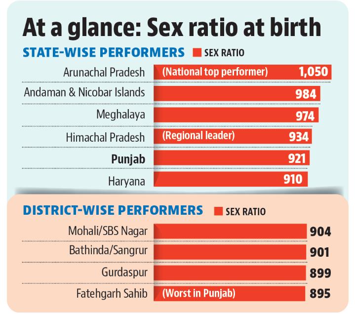 Punjab’s sex ratio hits 5-year low, dropping to 921 Punjab’s sex ratio hits 5-year low, dropping to 921