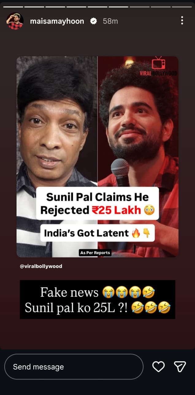 Samay Raina reacts to Sunil Pal's claims. Samay Raina reacts to Sunil Pal's claims.