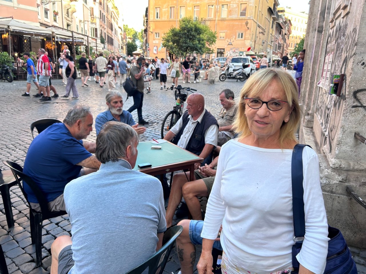 During the end of the group phase, Stefania Tentarelli watched other retirees play an 18th-century card game.&nbsp;