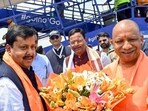 Chief minister Yogi Adityanath greets BJP national president Nitin Nabin in Lucknow on Saturday. (ANI PHOTO) Chief minister Yogi Adityanath greets BJP national president Nitin Nabin in Lucknow on Saturday. (ANI PHOTO)