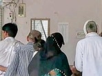 Family members of accused Lavkush Mishra arrive to meet him at the Ayodhya District Jail, in Ayodhya on Saturday. (ANI VIDEO GRAB)