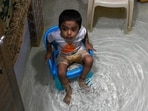 Mumbai, India. July 04, 2026 - Heavy rainfall caused waterlogging in Ramdas Jivabhai Chawl in Kurla West. The India Meteorological Department (IMD) has issued a Red alert for Mumbai, Thane, and Palghar districts. Mumbai, India. July 04, 2026. (Photo by Raju Shinde/HT Photo) (Raju Shinde)