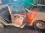 The incident took place when one of the cars developed a flat tyre, following which the family stopped on the roadside to replace it. (HT Photo)