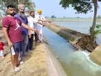 The strong and unrestricted water flow has caused the canal embankment to collapse at the same location repeatedly. (HT Photo) The strong and unrestricted water flow has caused the canal embankment to collapse at the same location repeatedly. (HT Photo)