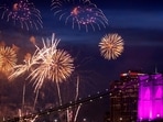 Fireworks light up the Brooklyn Bridge during the Macy's Fourth of July Fireworks celebration in New York City, on July 4, 2026. (Photo by Leonardo MUNOZ / AFP)