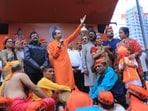 Uddhav Thackeray launching his party's ‘Ram Raksha Andolan’ (Movement to Save Lord Ram) over alleged irregularities in donations made to the Ram Mandir in Ayodhya, Uttar Pradesh; at Dadar in Mumbai on Sunday.