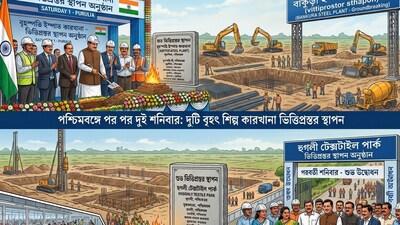 পশ্চিমবঙ্গে পরপর দুই শনিবার দুটি বৃহৎ কারখানার ভিত্তিপ্রস্তর স্থাপন। (ছবিটি প্রতীকী, ন্যানো ব্যানানা দিয়ে তৈরি করা) পশ্চিমবঙ্গে পরপর দুই শনিবার দুটি বৃহৎ কারখানার ভিত্তিপ্রস্তর স্থাপন। (ছবিটি প্রতীকী, ন্যানো ব্যানানা দিয়ে তৈরি করা)
