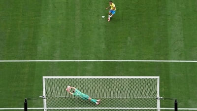 Bruno Guimaraes missed a penalty in the first-half with Norway goalkeeper Nyland saving it. (REUTERS)