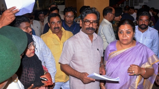 Jharkhand Chief Minister Hemant Soren in Ranchi on Thursday. (PTI)