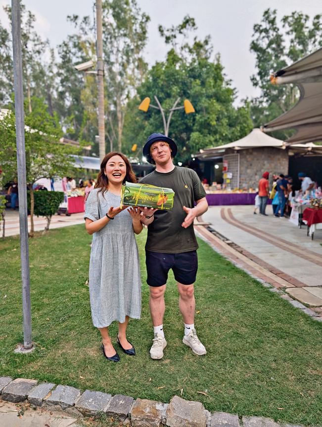 James Robinson and Mia Kim were among the several foreign tourists visiting the mela. James Robinson and Mia Kim were among the several foreign tourists visiting the mela.