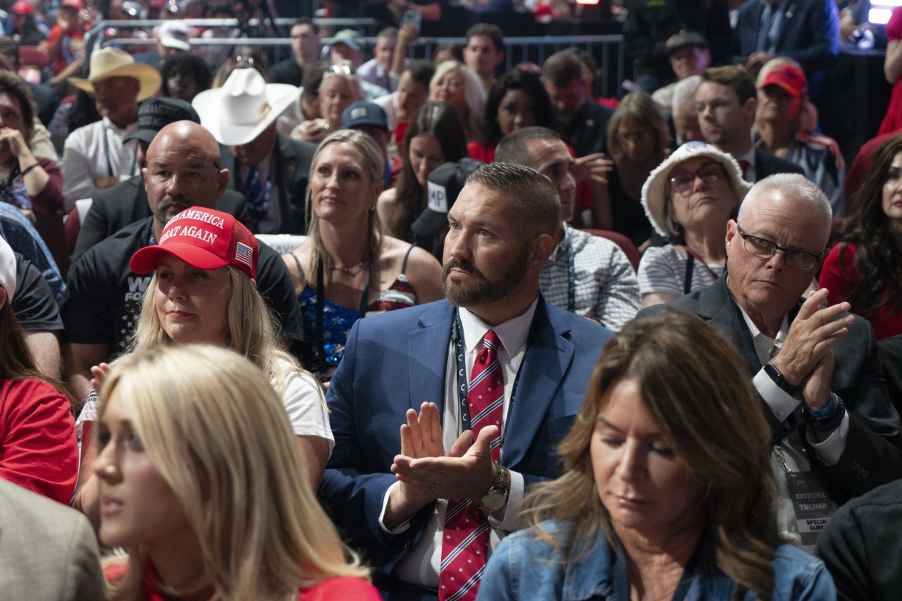 Maricopa County Recorder Justin Heap at a Trump rally in 2024.