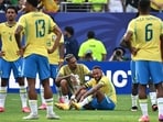 Brazil players react after losing their Round of 16 match to Norway. (AFP)