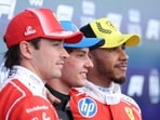 Formula One F1 - British Grand Prix - Silverstone Circuit, Silverstone, Britain - July 4, 2026 Mercedes' Andrea Kimi Antonelli celebrates after qualifying in pole position with second place Ferrari's Charles Leclerc and third place Ferrari's Lewis Hamilton REUTERS/Andrew Boyers (REUTERS)