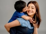 Kajal Aggarwal with son Neil Kitchlu