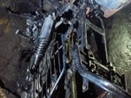 One of the bikes set on fire in Baltana furniture market on Sunday.