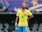 Brazil's Neymar looks dejected after the match as Brazil are eliminated from the World Cup