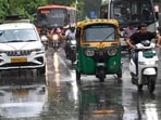 The weather department said cloudy skies and intermittent rainfall are likely to continue through the week (Arvind Yadav/ HT)