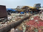 Waste at vegetable market in Ludhiana on Sunday. (Gurpreet Singh/HT)