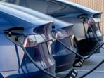 A Tesla charging station in San Francisco.
